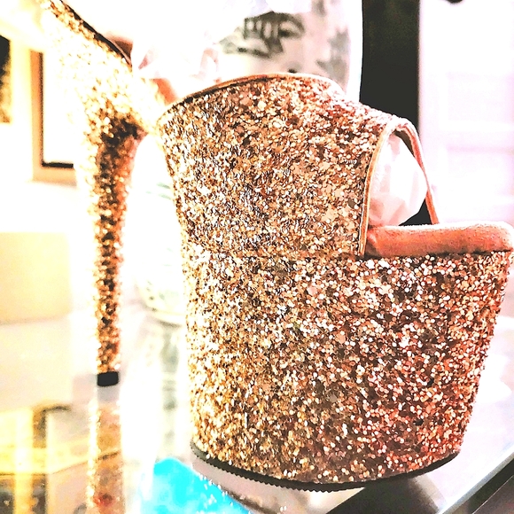 Pleaser USA, Exotic, Dancer Stripper, Club Shoes, Platform, Rose  Gold Giltter. - Picture 3 of 9